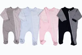 100% Cotton Striped Infant Zip Opening Babygro