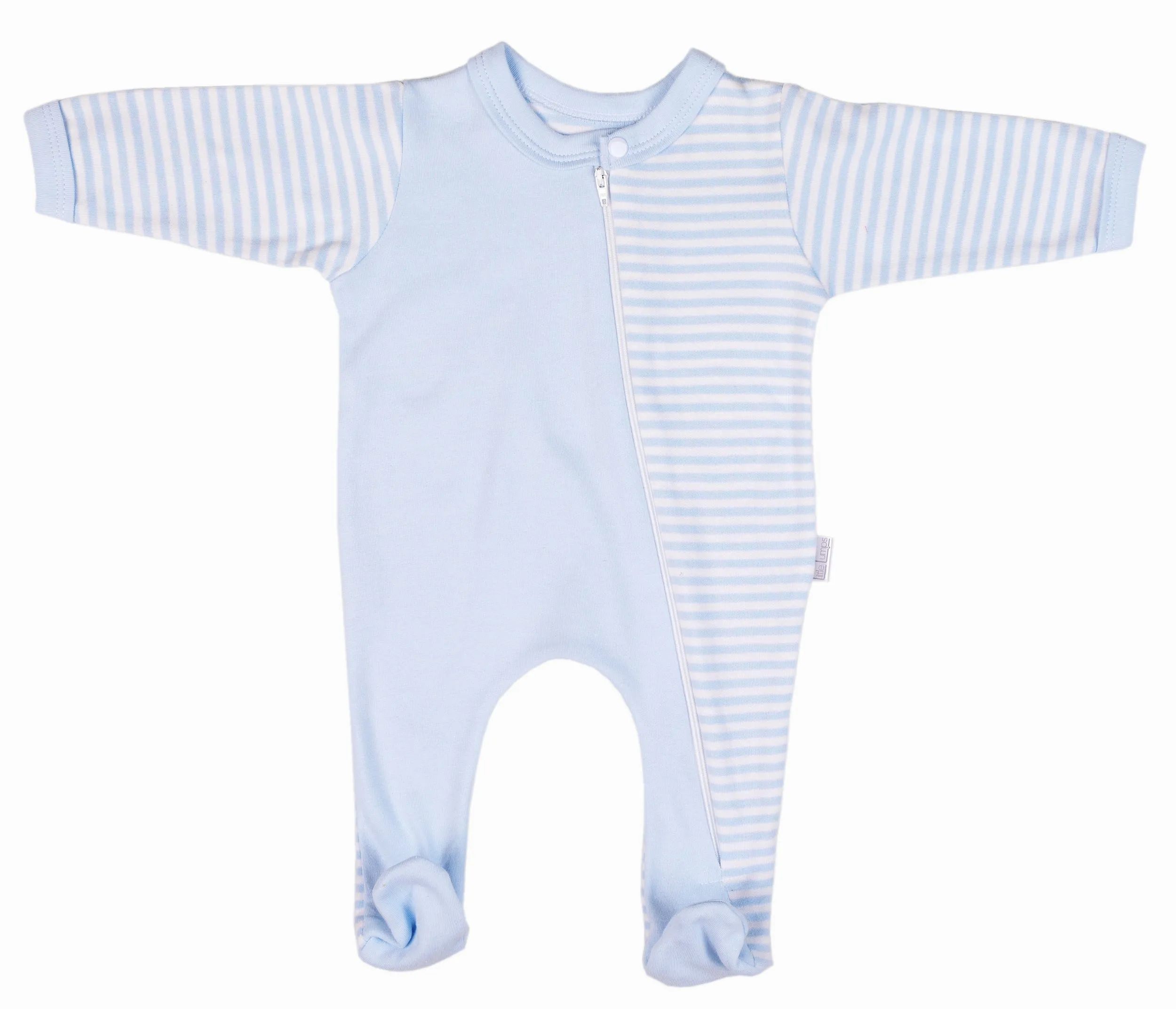 100% Cotton Striped Infant Zip Opening Babygro