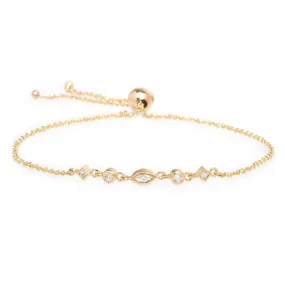 14k 5 Linked Mixed Cut Diamond Bolo Bracelet