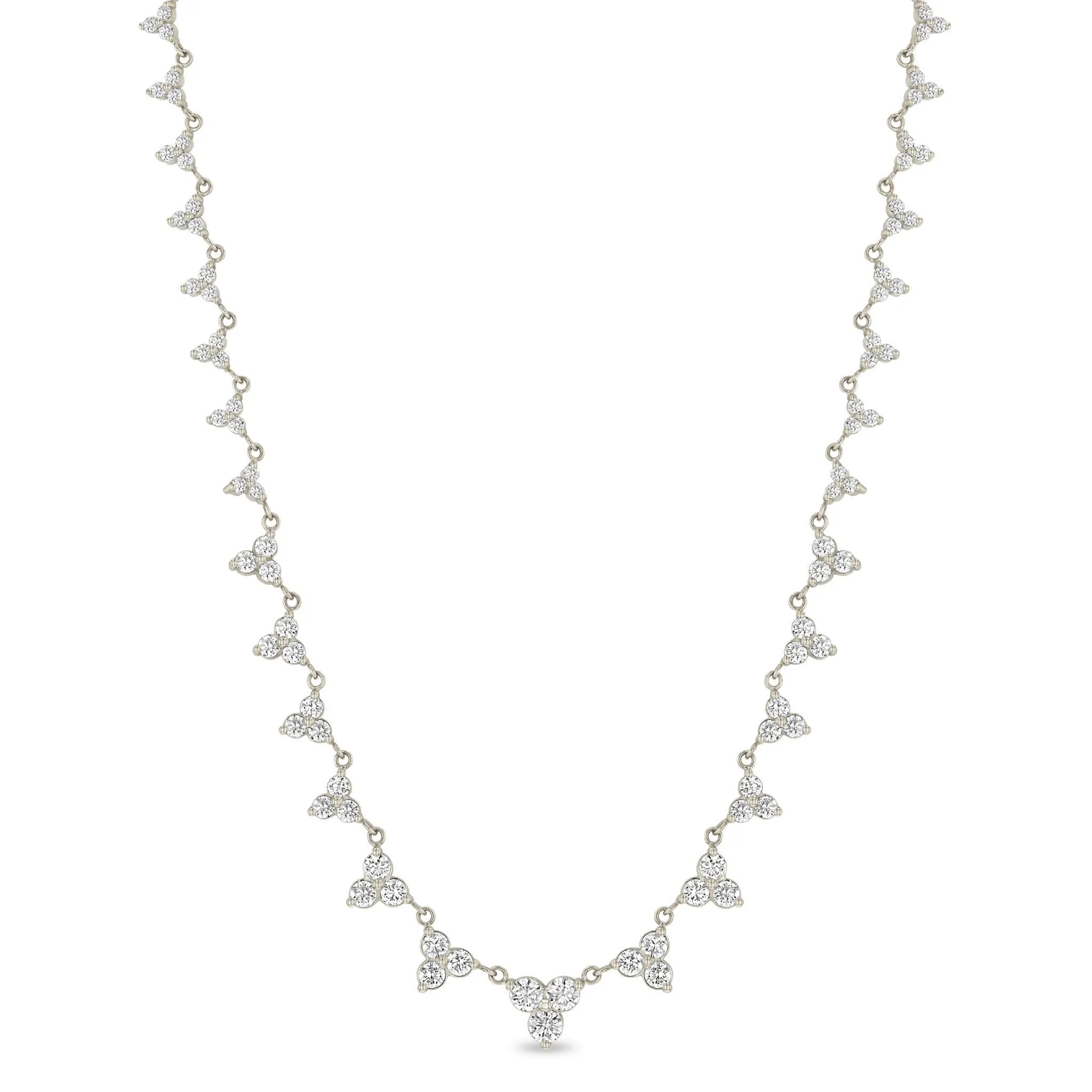 14k Linked Graduated Diamond Trio Necklace