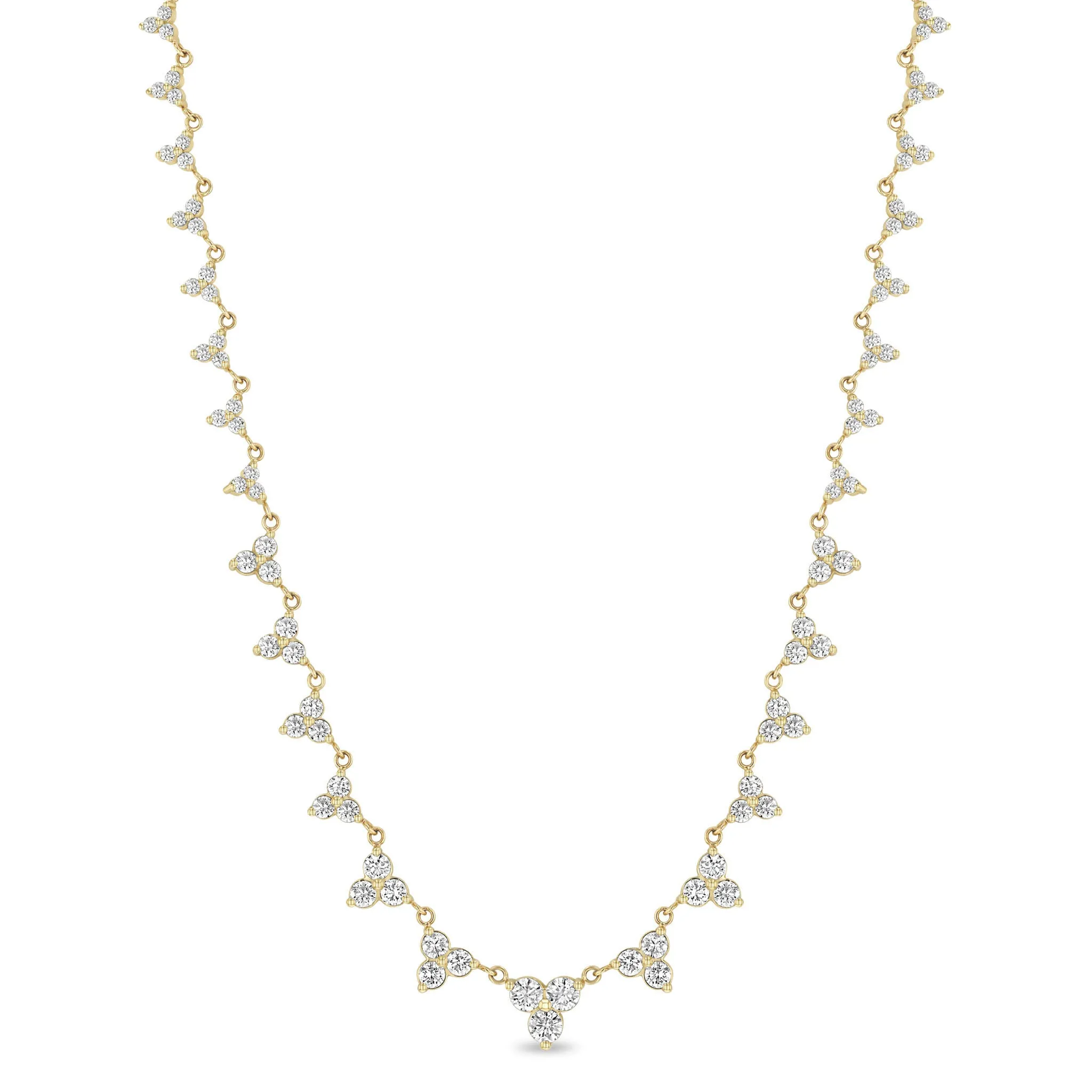 14k Linked Graduated Diamond Trio Necklace