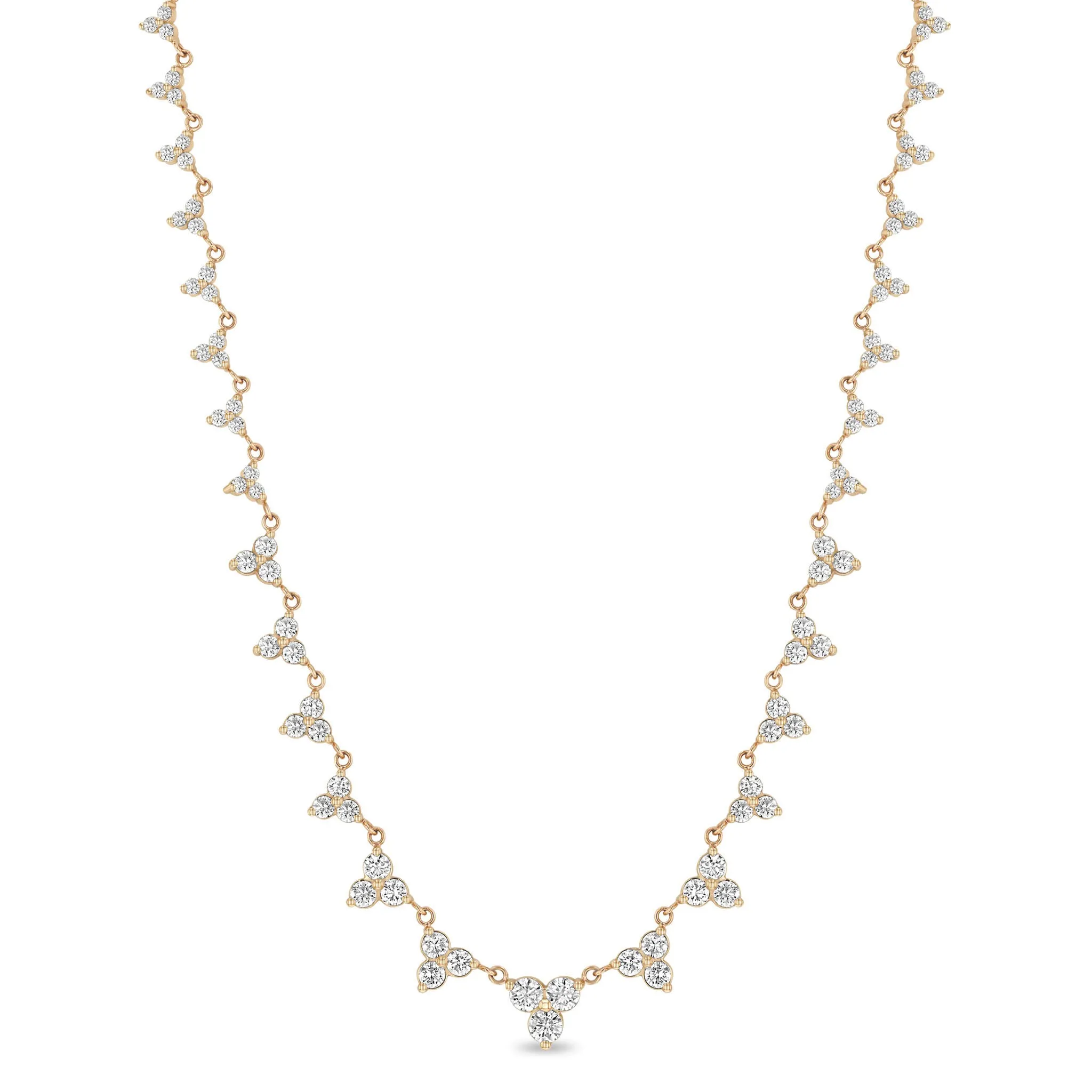 14k Linked Graduated Diamond Trio Necklace