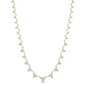 14k Linked Graduated Diamond Trio Necklace