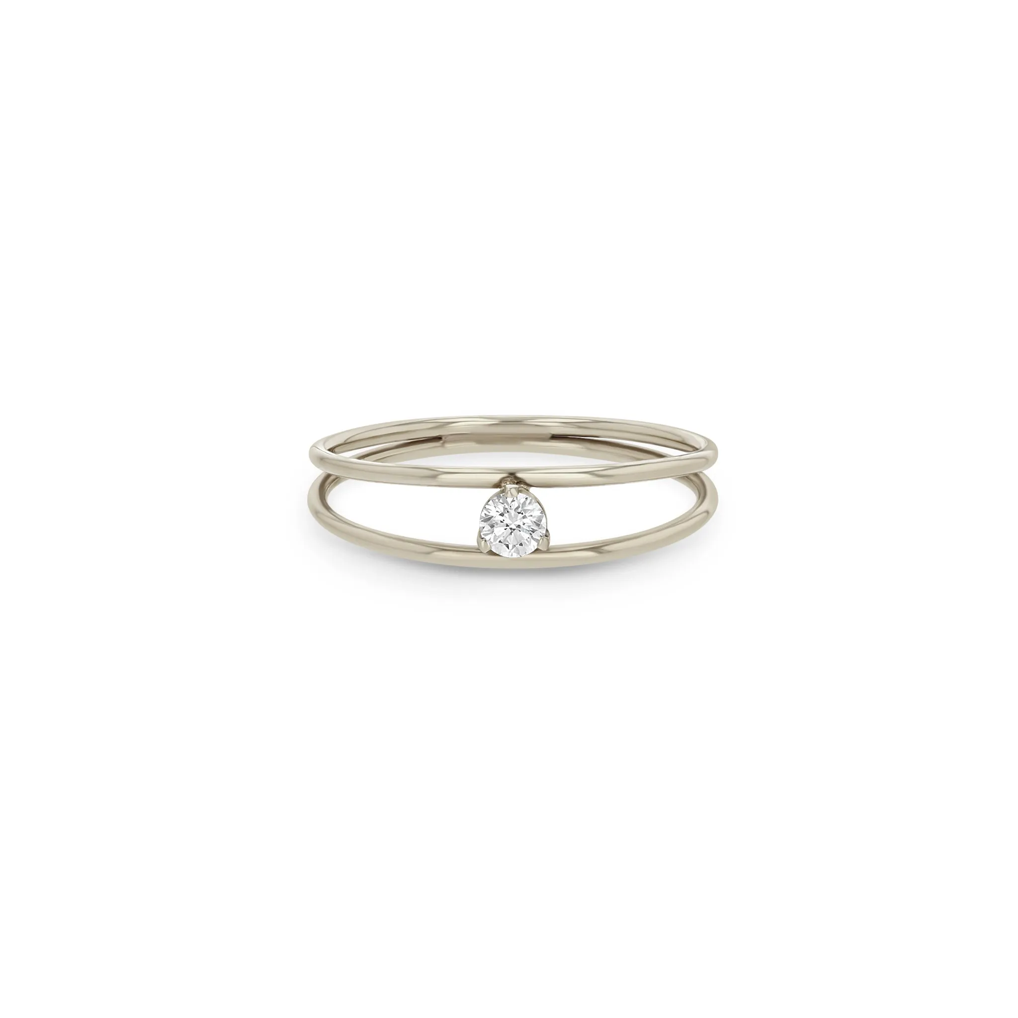 14k Prong Diamond Double Band Ring