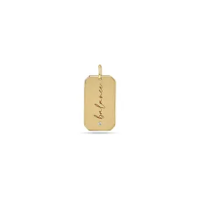 14k Single Large balance Square Edge Dog Tag Charm Pendant