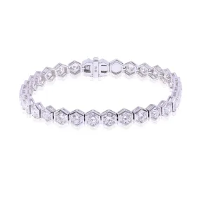 18K WHITE GOLD HEXAGON DIAMOND TENNIS BRACELET - 7.76CTW