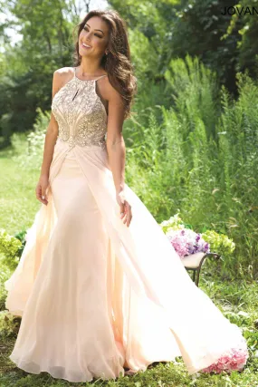 A Line Floor Length Halter Sleeveless Backless Beading Prom Dresses