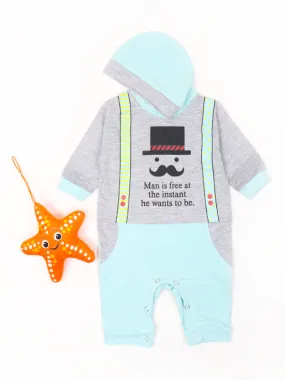 AJ Newborn Baba Suit 0Mth - 3Mth Man Is Free Light Cyan