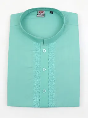 AM Men's Festive Embroidery Kurta Light Green