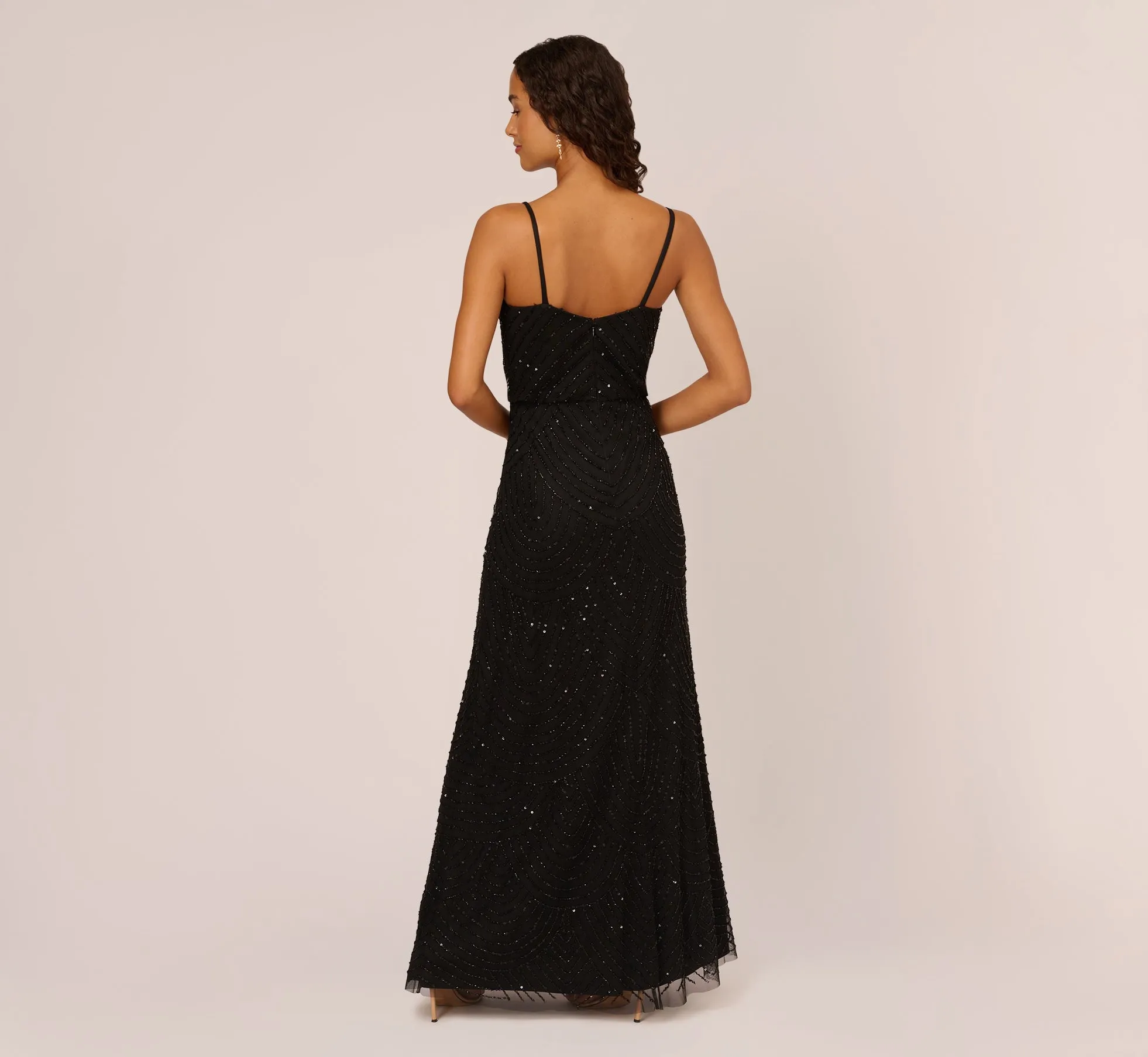 Art Deco Beaded Blouson Gown In Black