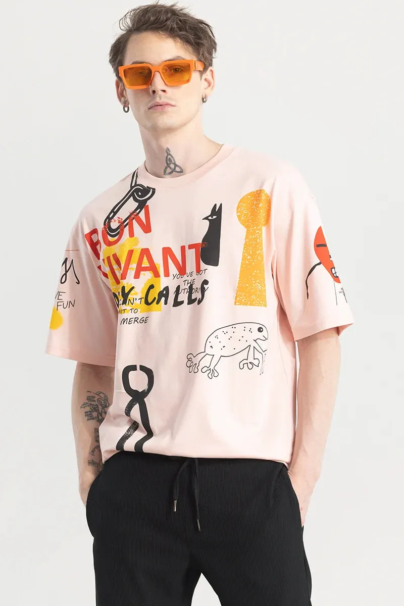 Artoonique Graphic Pink Oversized T-Shirt