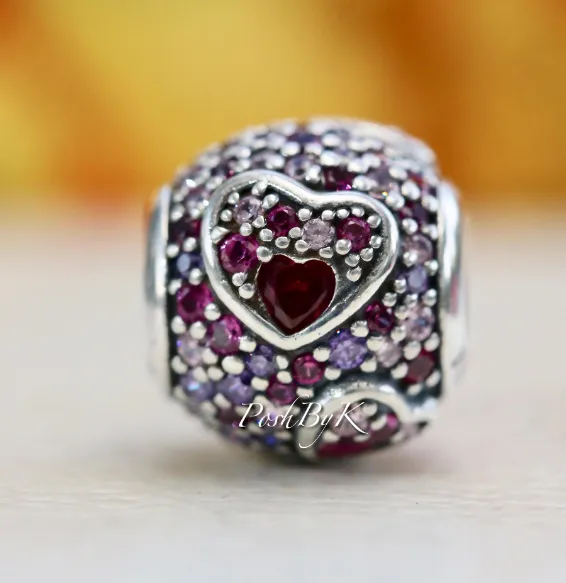 Asymmetrical Hearts Pavé Charm 797826CZRMX