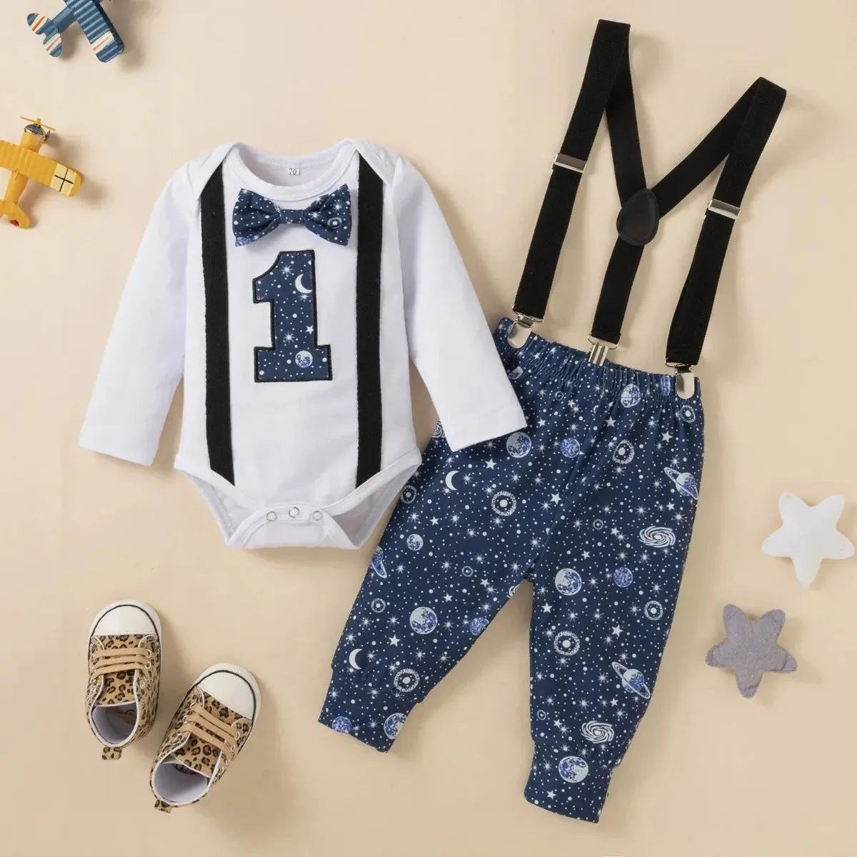 Baby Boy Birthday 1 Short Suspender Outfit Sets