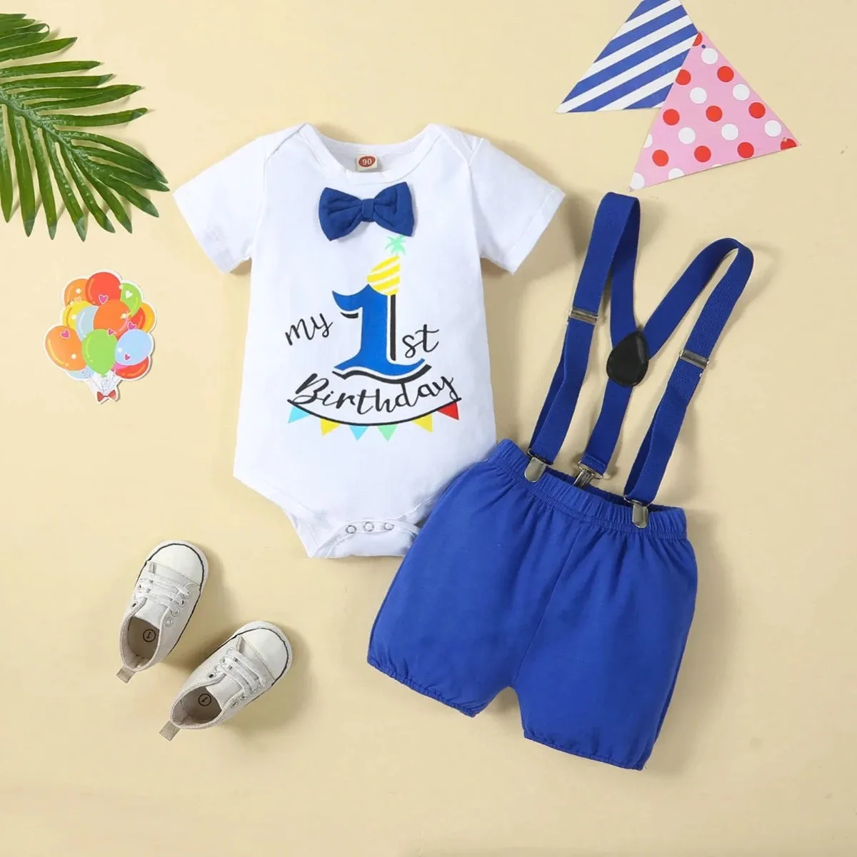 Baby Boy Birthday 1 Short Suspender Outfit Sets