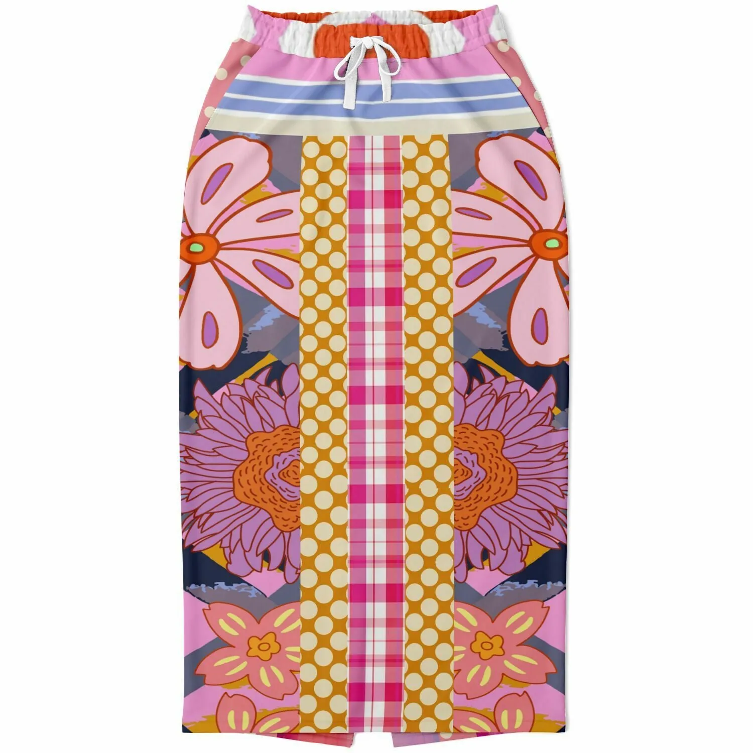 Bahama Mama Pink Patchwork Floral Eco-Poly Long Pocket Skirt