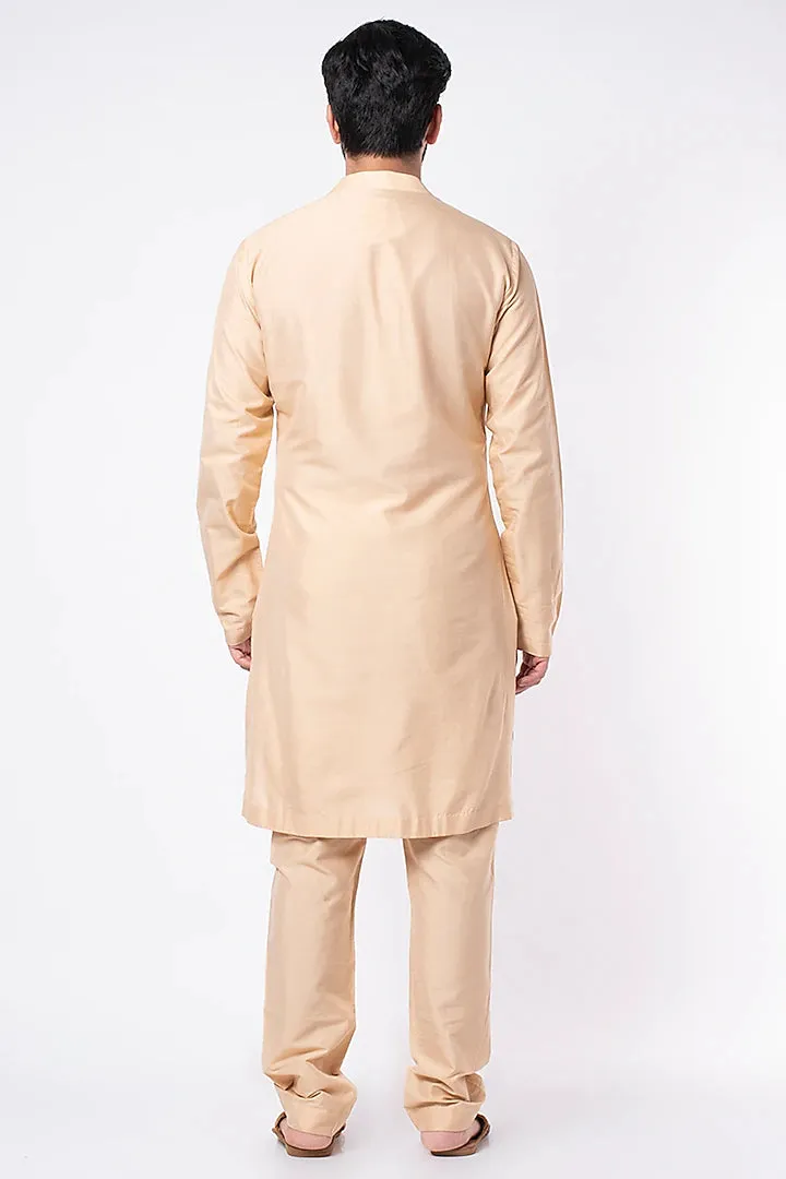 Beige Cotton Blend Kurta Set