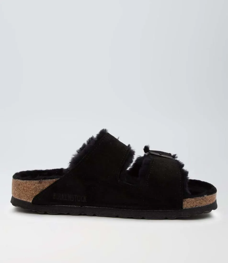 Birkenstock Arizona Narrow Black Suede and Shearling Lined