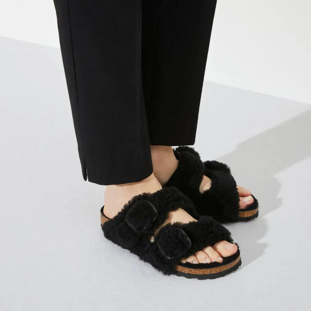 Birkenstock Arizona Narrow Black Suede and Shearling Lined