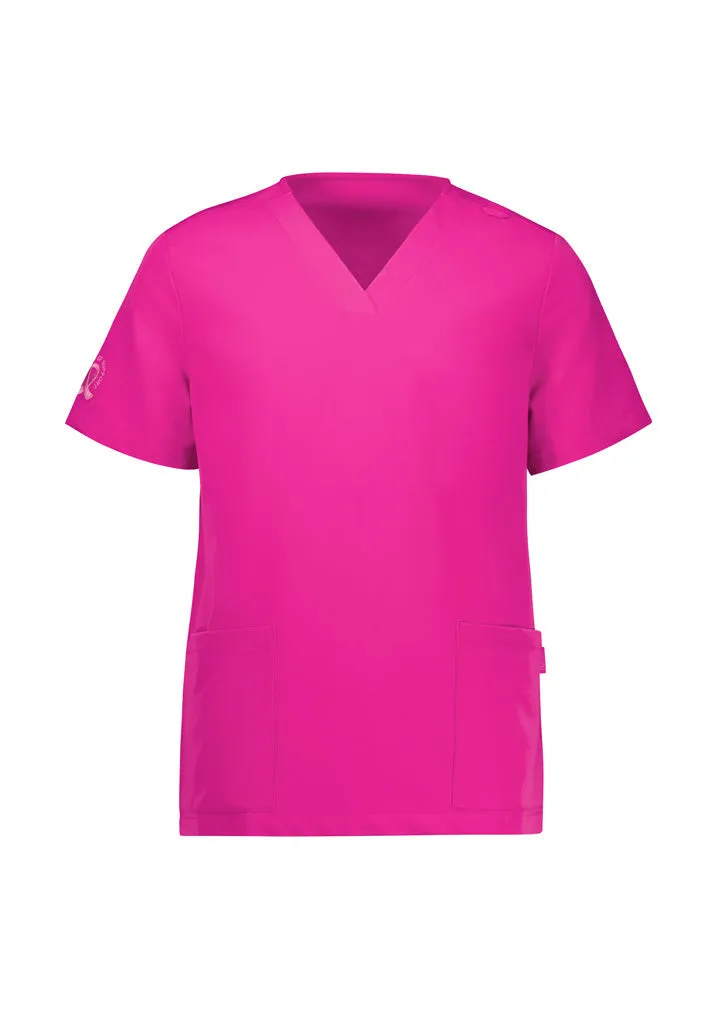 Biz Care Womens Pink V-Neck Scrub Top (CST245LS)