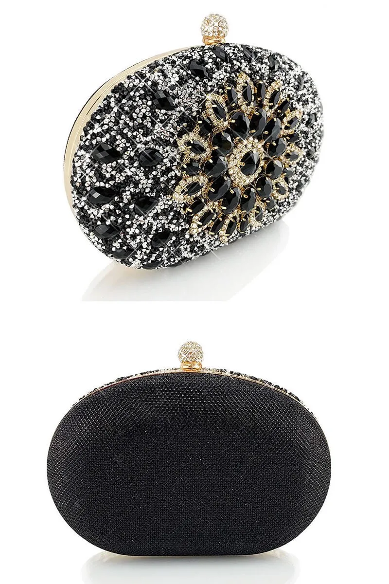 Black Artificial Diamond Evening Clutch