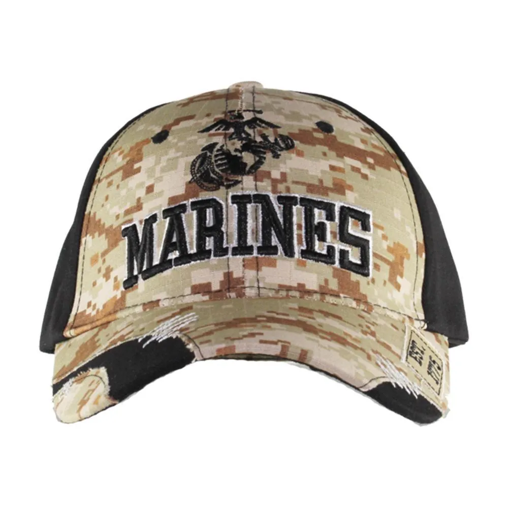 Black Streak Stressed Camo USMC Cap