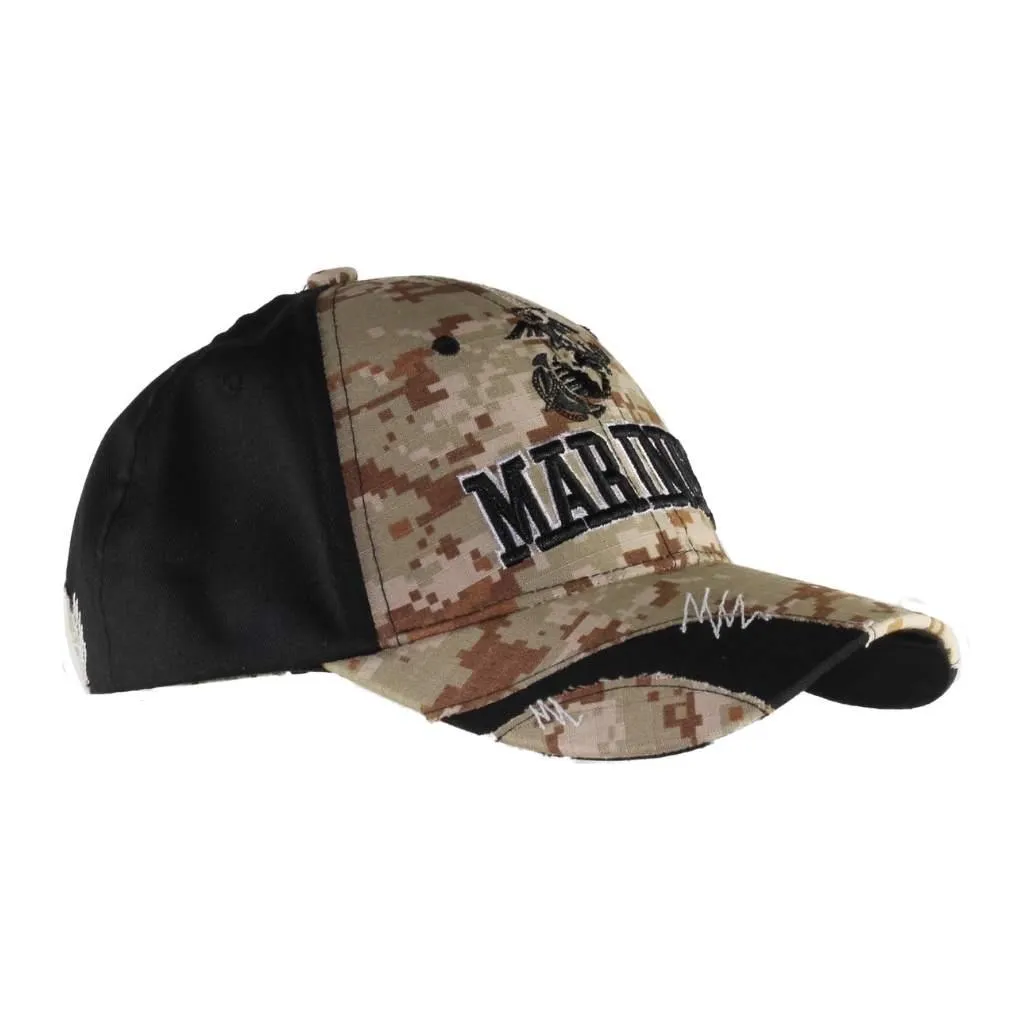 Black Streak Stressed Camo USMC Cap