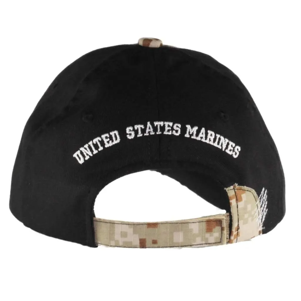 Black Streak Stressed Camo USMC Cap