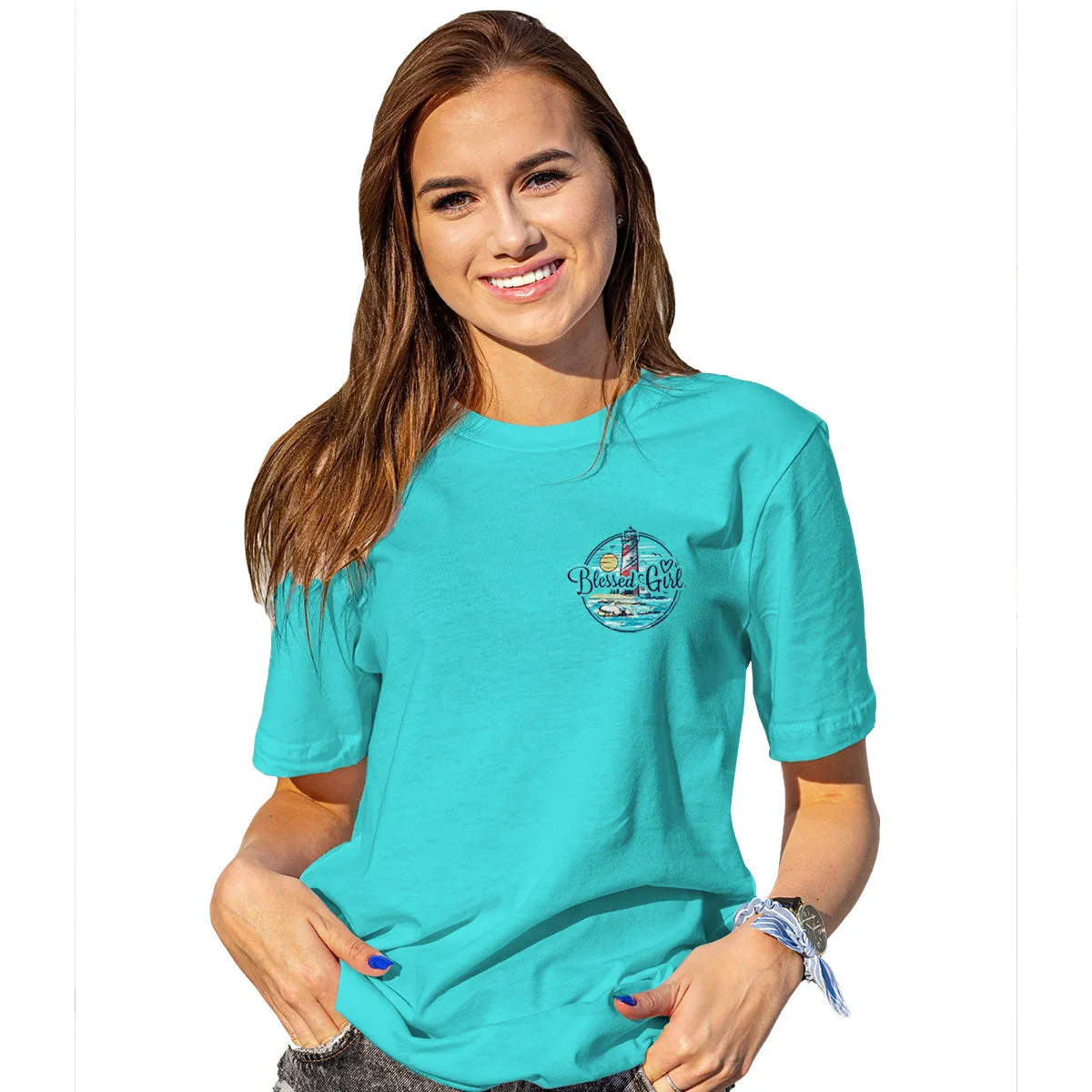 Blessed Girl Womens T-Shirt Light House