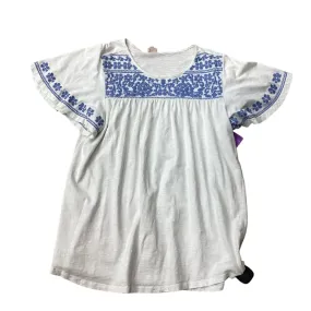 Blue & White Top Short Sleeve Clothes Mentor, Size M