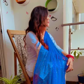 Blue Chiffon Dupatta