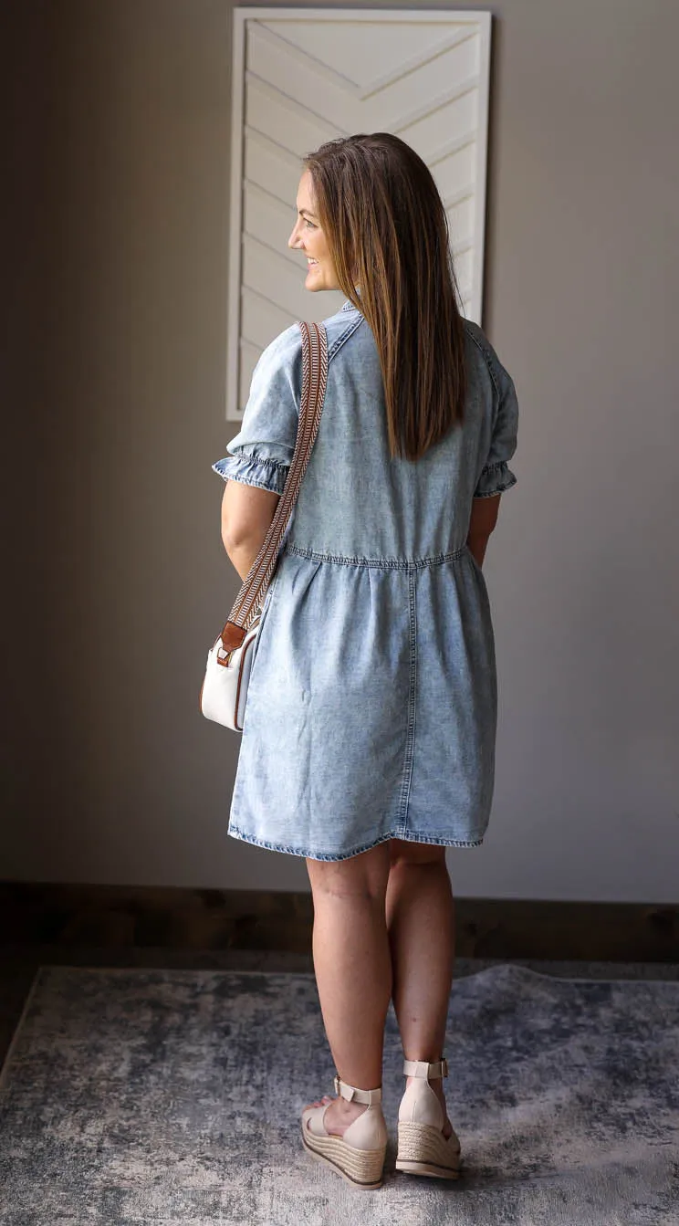 Blue Mineral Washed Denim Dress