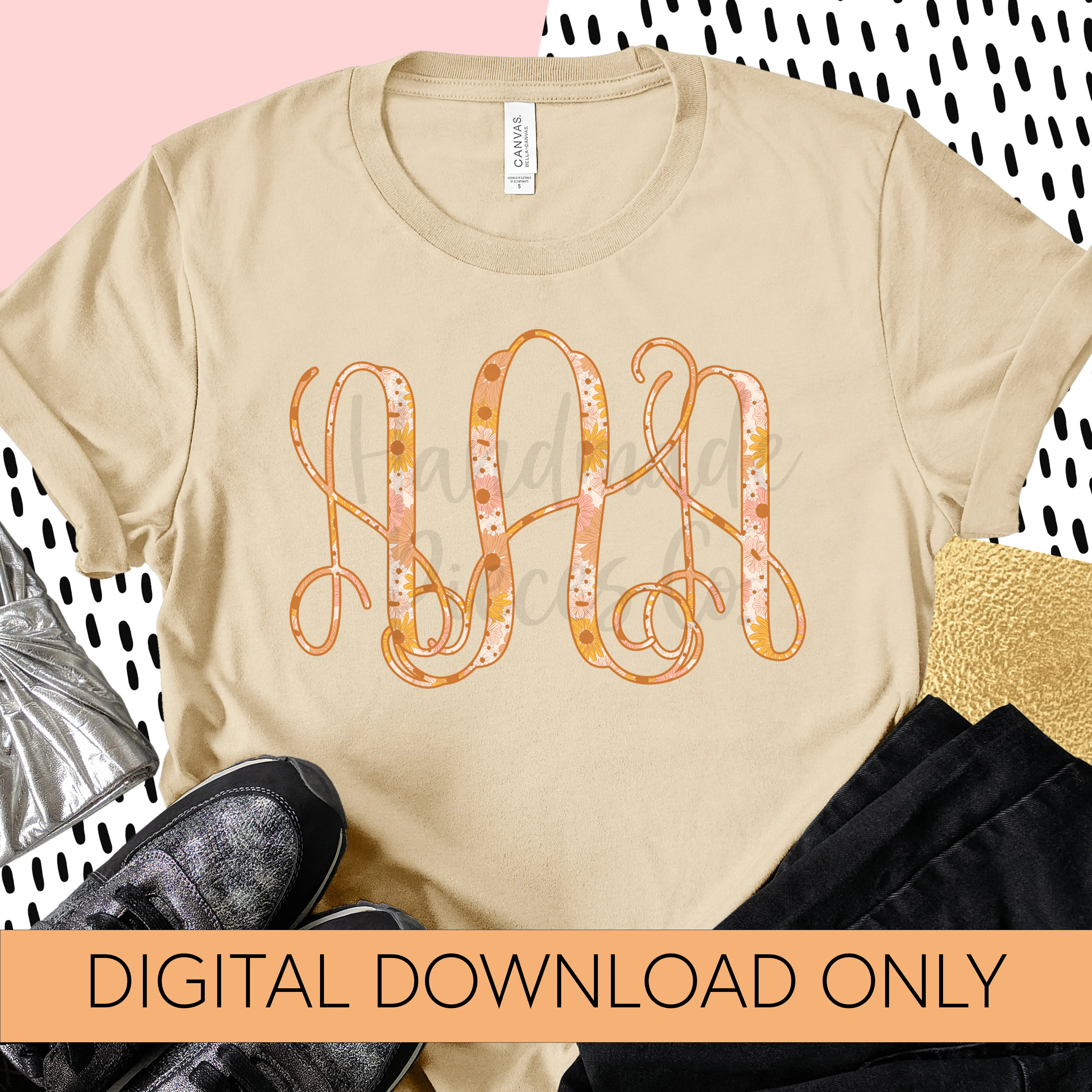 Boho Spring Floral Monogram - Multiple Styles - Digital Download