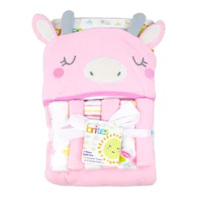 Bon Bebe Animal Hooded Towel & 6 Pc Washcloths Set - Cow