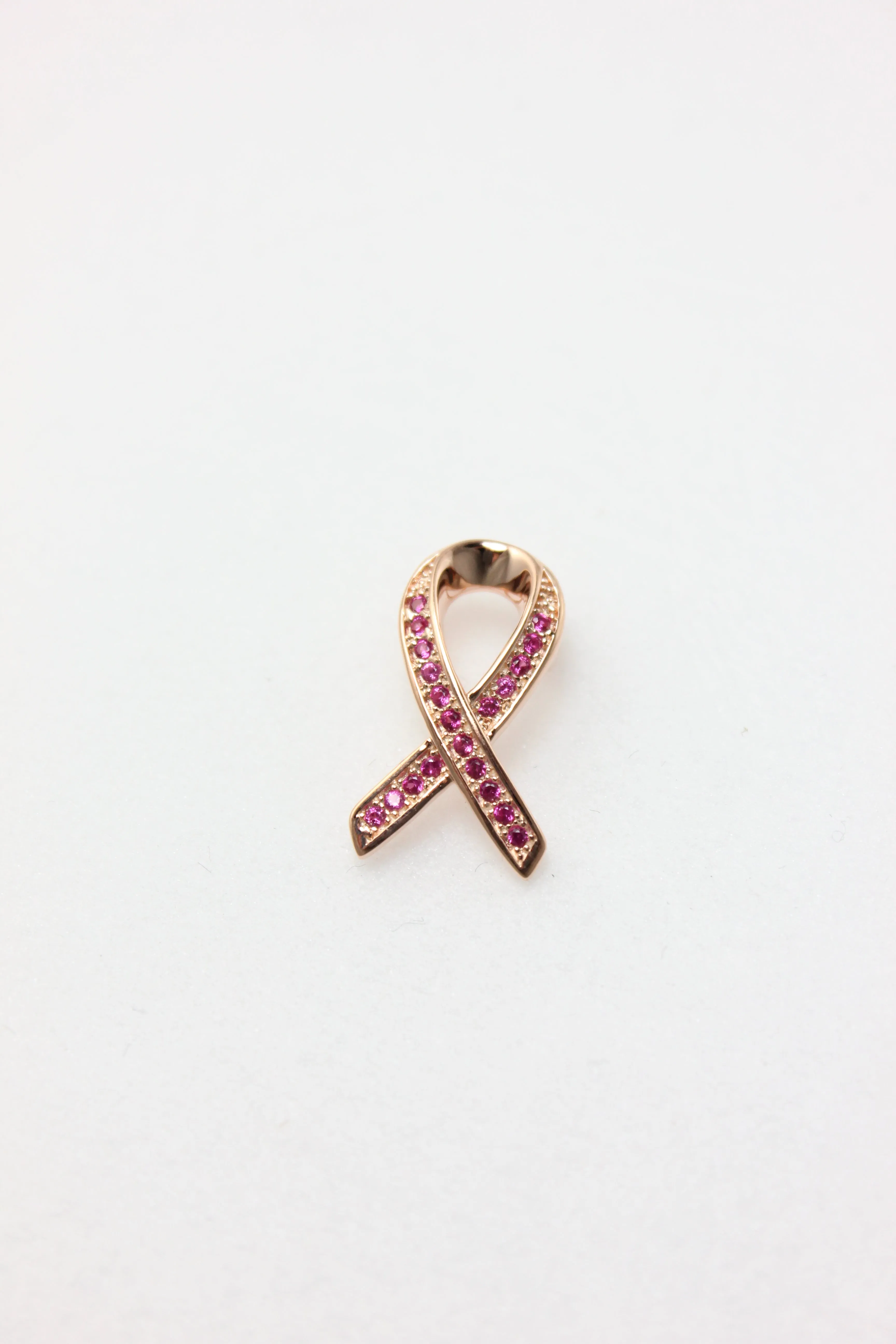 Breast Cancer Awareness Ribbon Pendant With 14K Rose Gold Plating