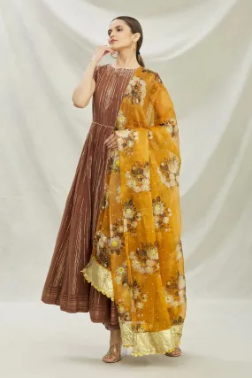 Brown Cotton Anarkali Set