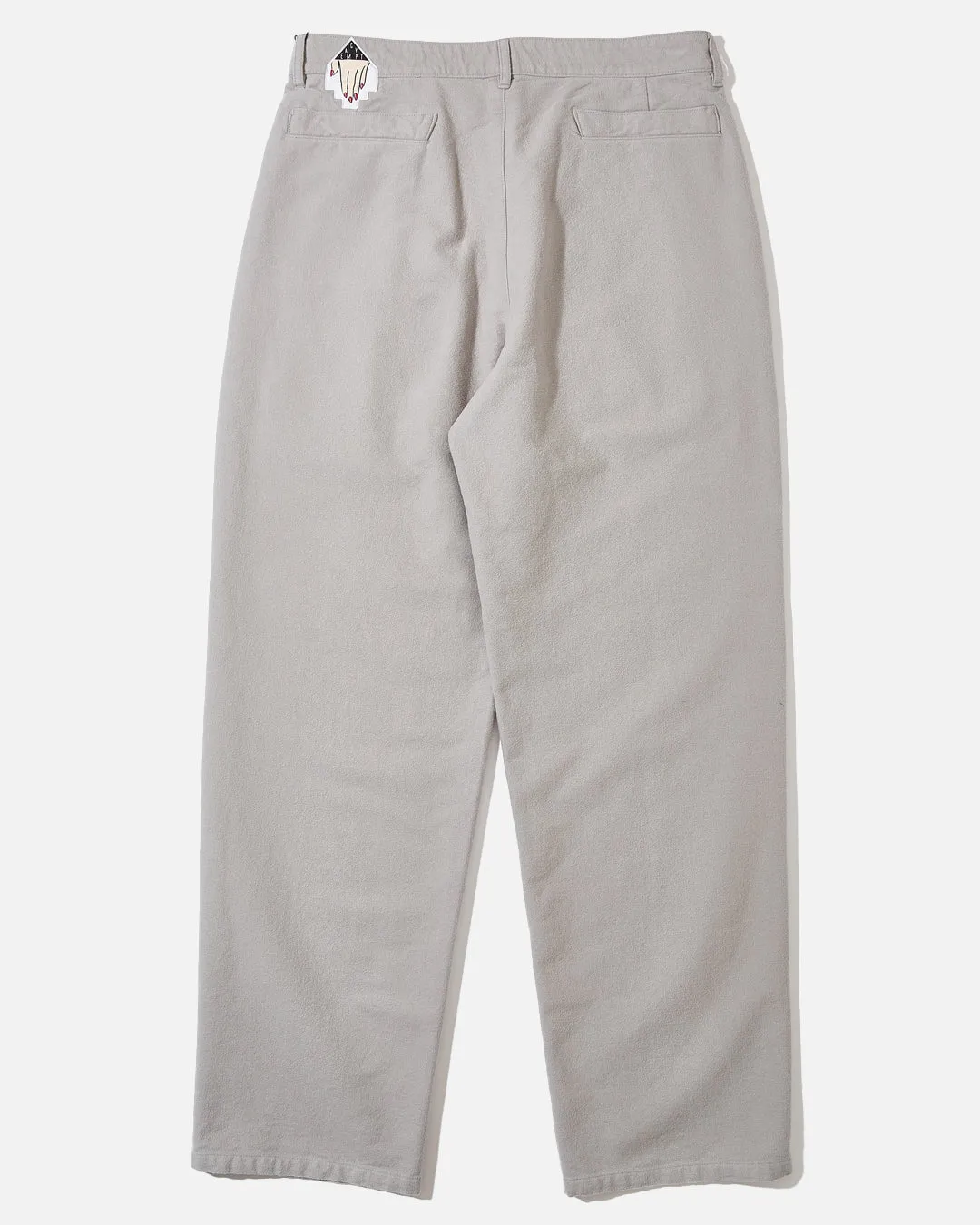 Brushed Soft Cotton One Tuck Pants - Grey