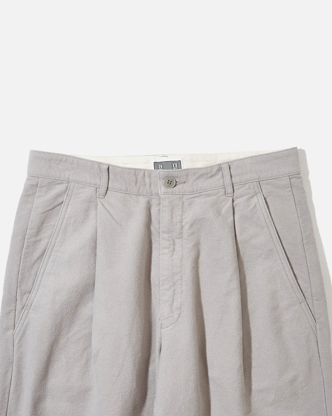 Brushed Soft Cotton One Tuck Pants - Grey