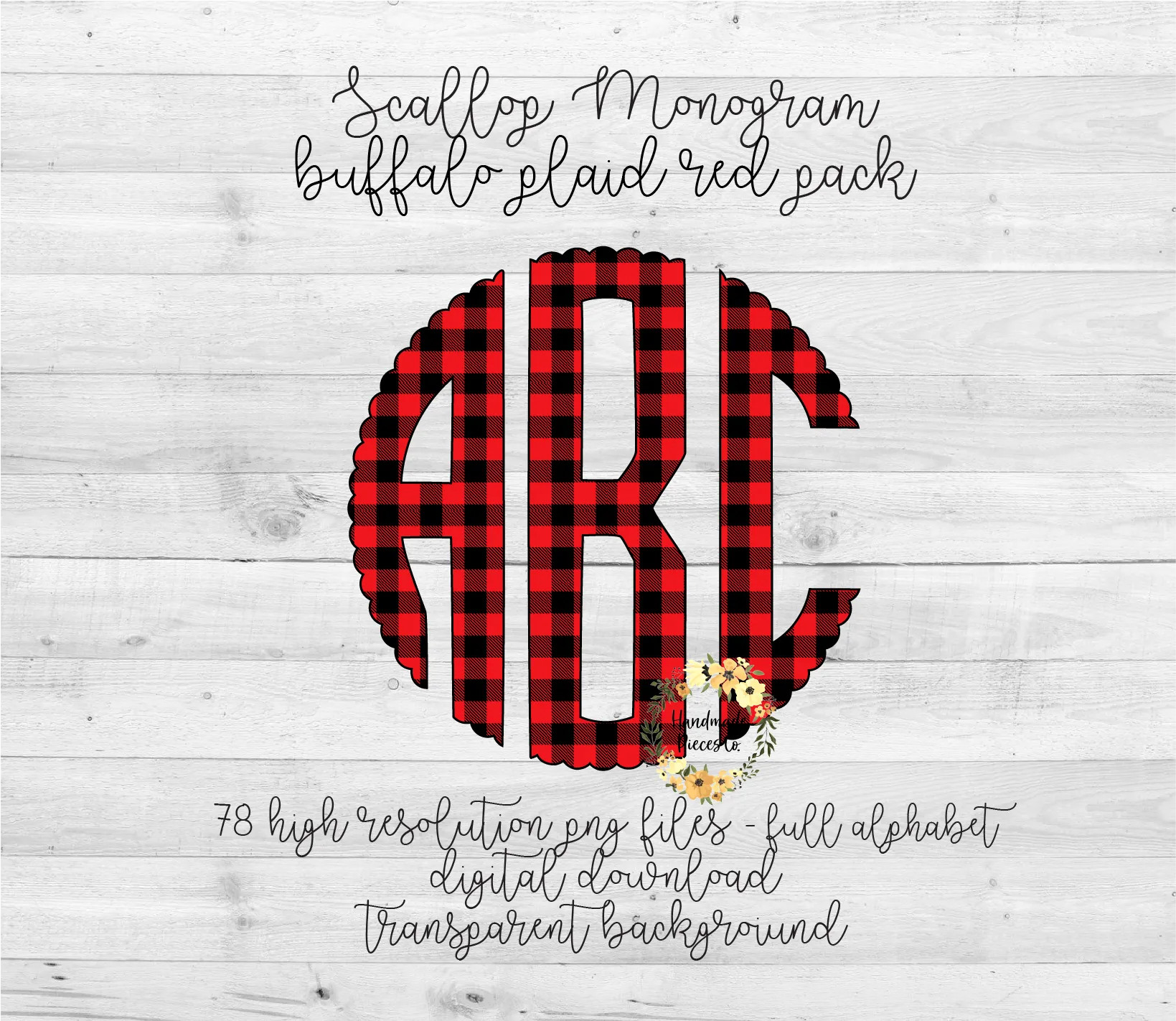 Buffalo Plaid, Red Monogram - Multiple Styles - Digital Download