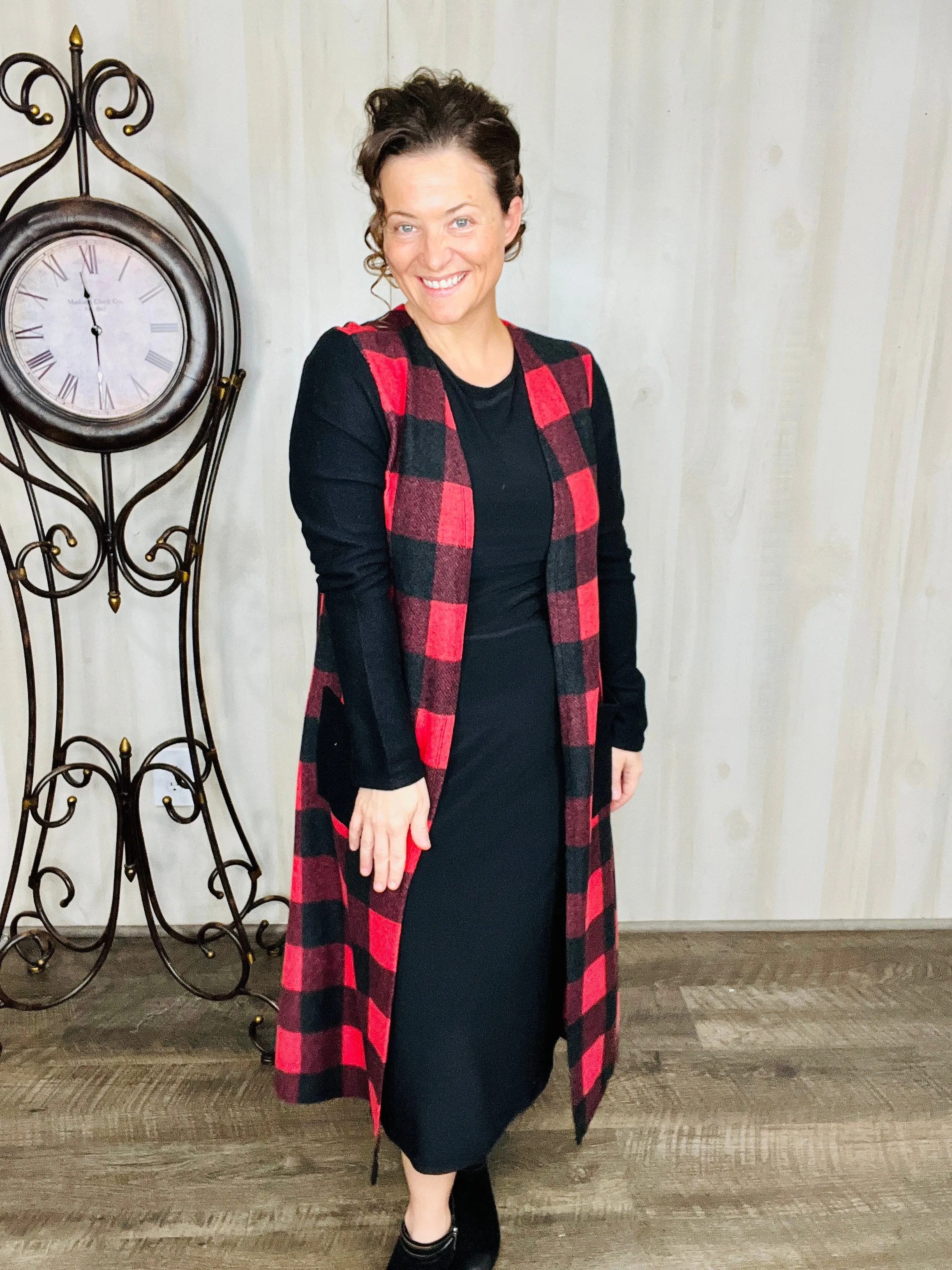 Buffalo Plaid Vest Style- White or Red