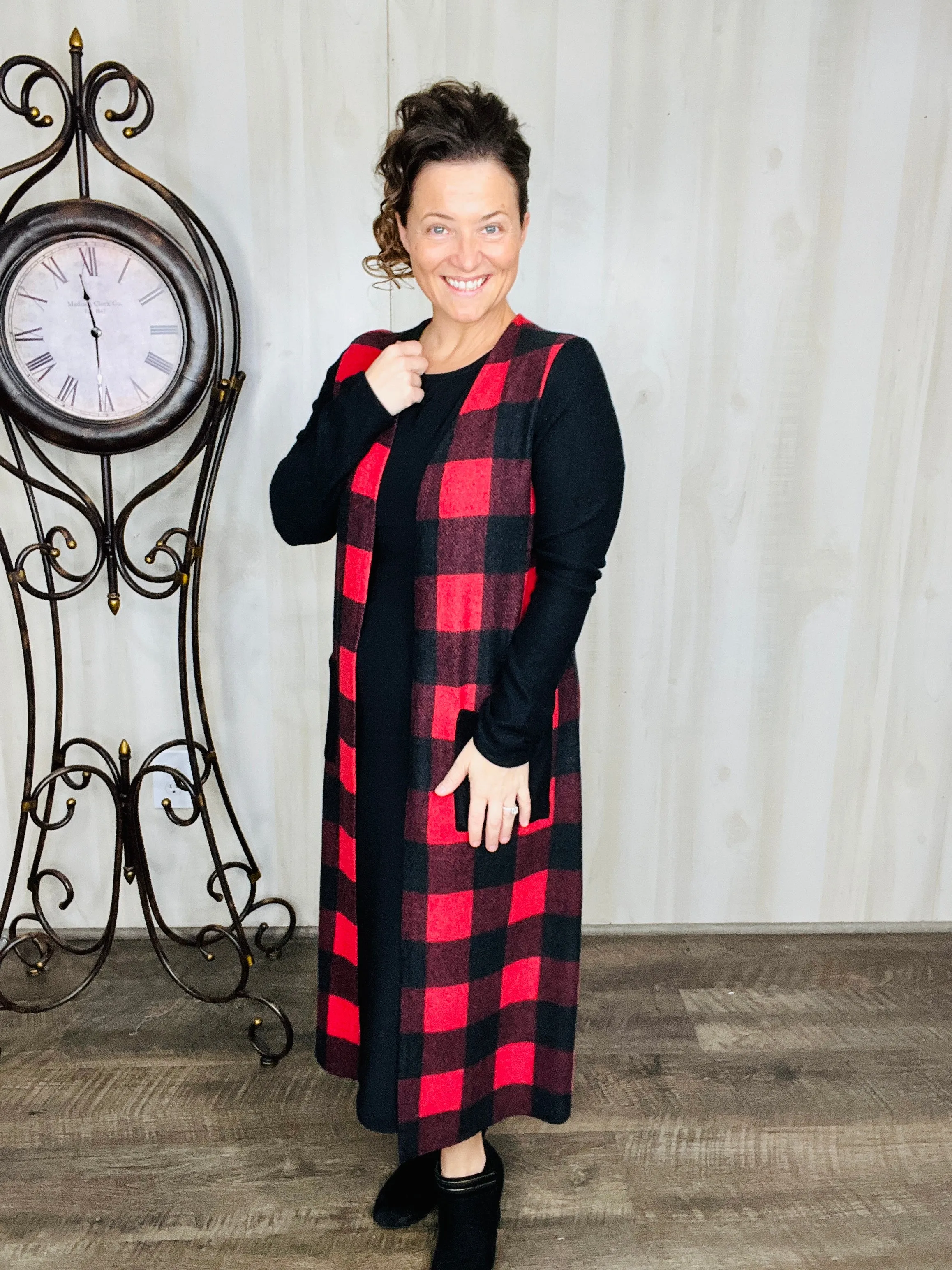 Buffalo Plaid Vest Style- White or Red