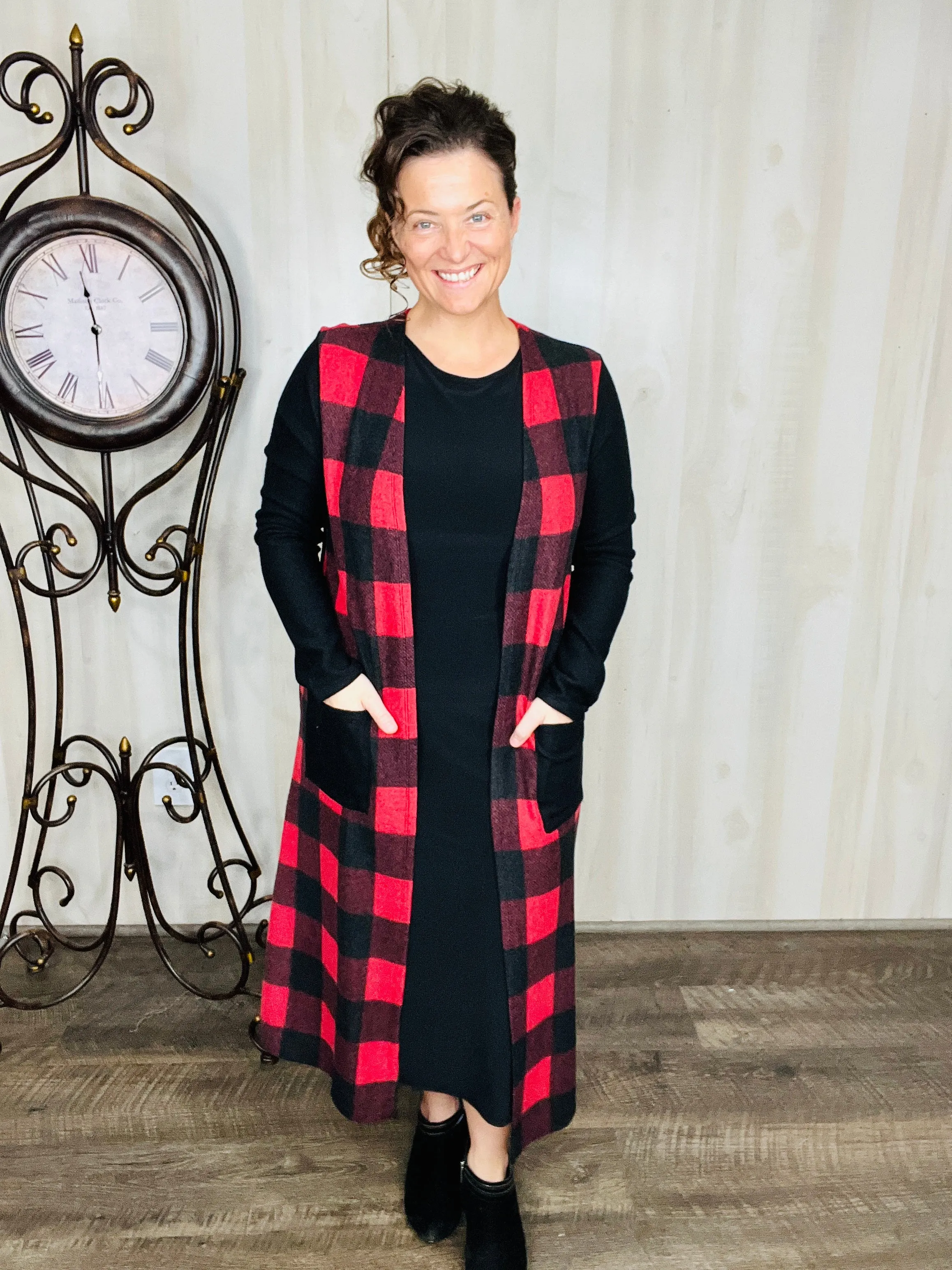 Buffalo Plaid Vest Style- White or Red