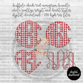 Buffalo Plaid, White and Red - Multiple Styles - Digital Download