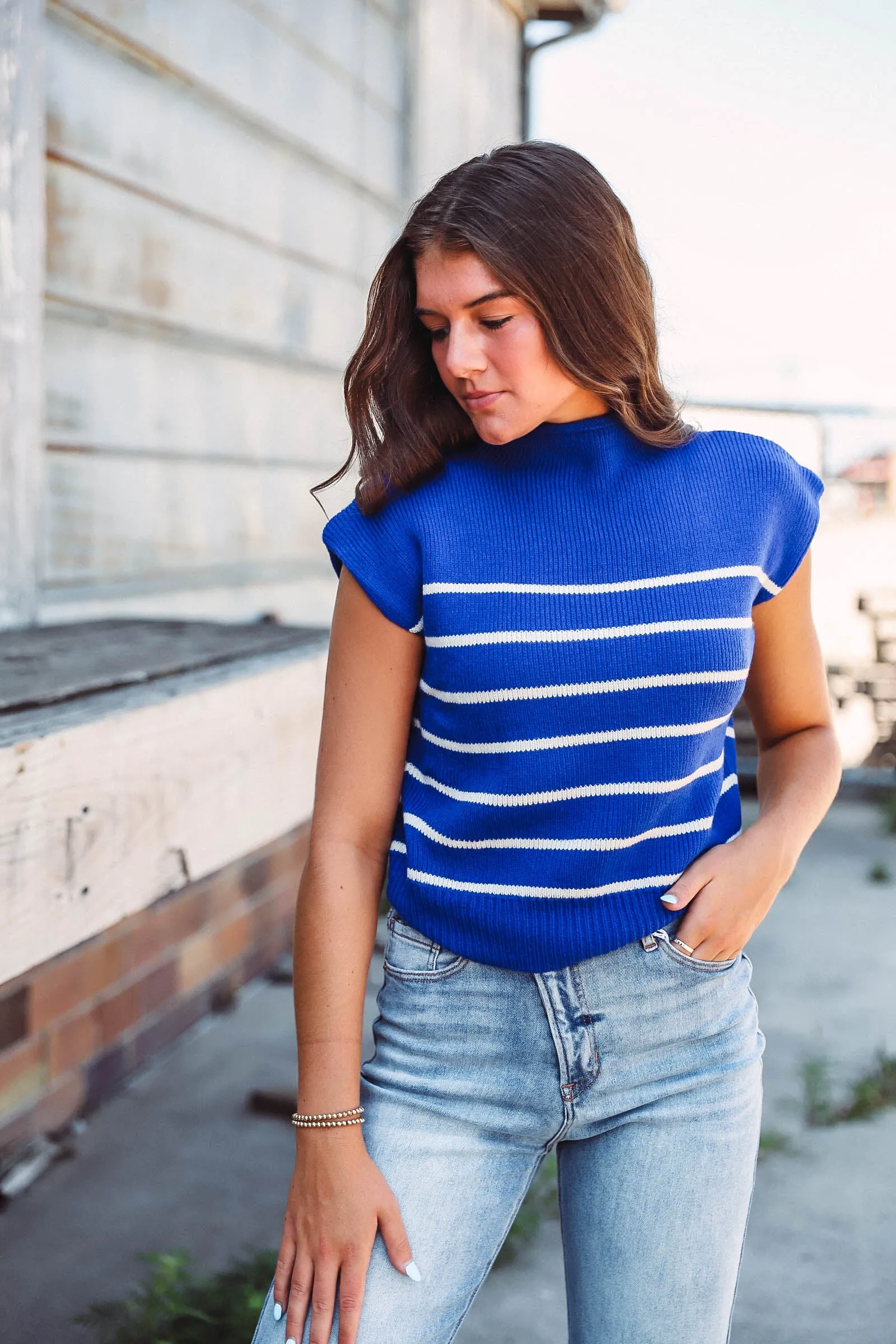 Camille Knit Top-Blue