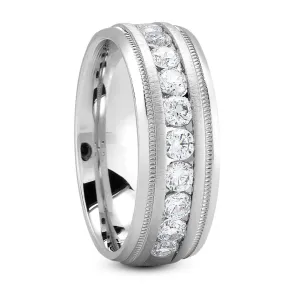 Christian Men's Diamond Wedding Ring Round Cut Channel Set in Platinum By Mike Nekta NYC, 5MM