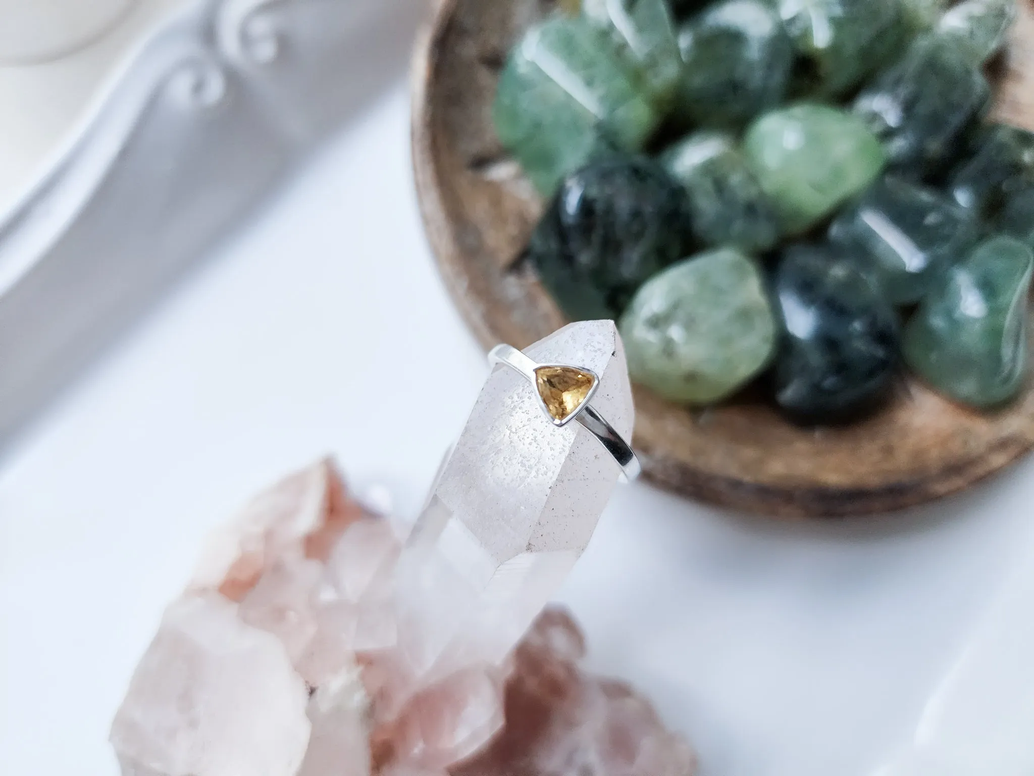 Citrine Dainty Sterling || Triangle