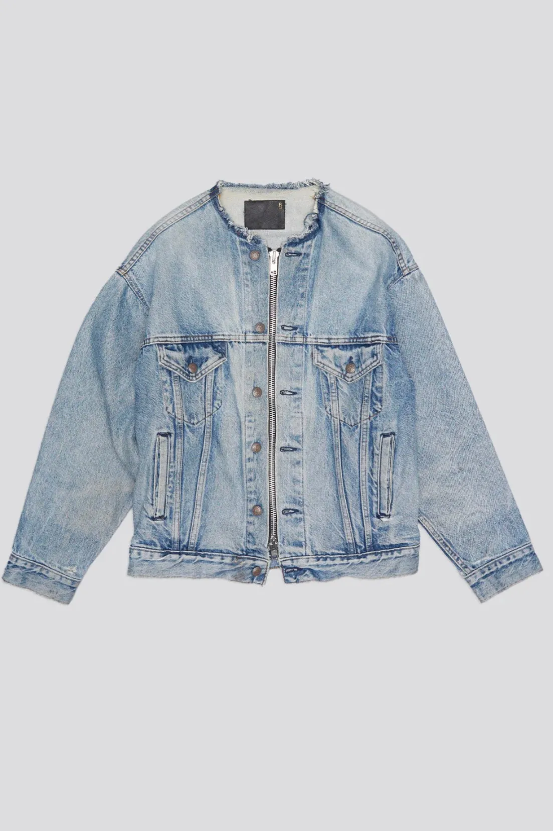 COLLARLESS TRUCKER JACKET