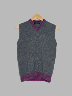 Comme des Garcons Homme Plus 1996 heathered grey wool knit purple trim vest - XS