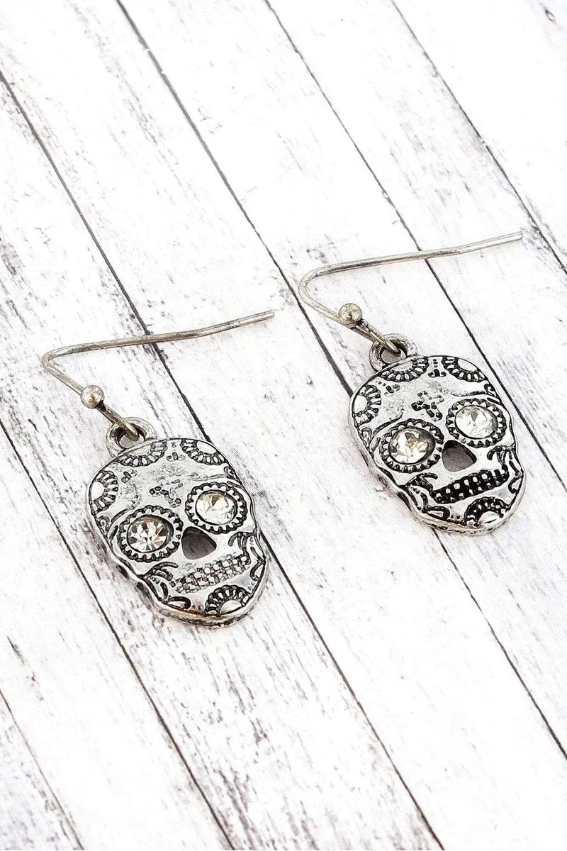 Day Of The Dead Sugar Skull Halloween Earrings