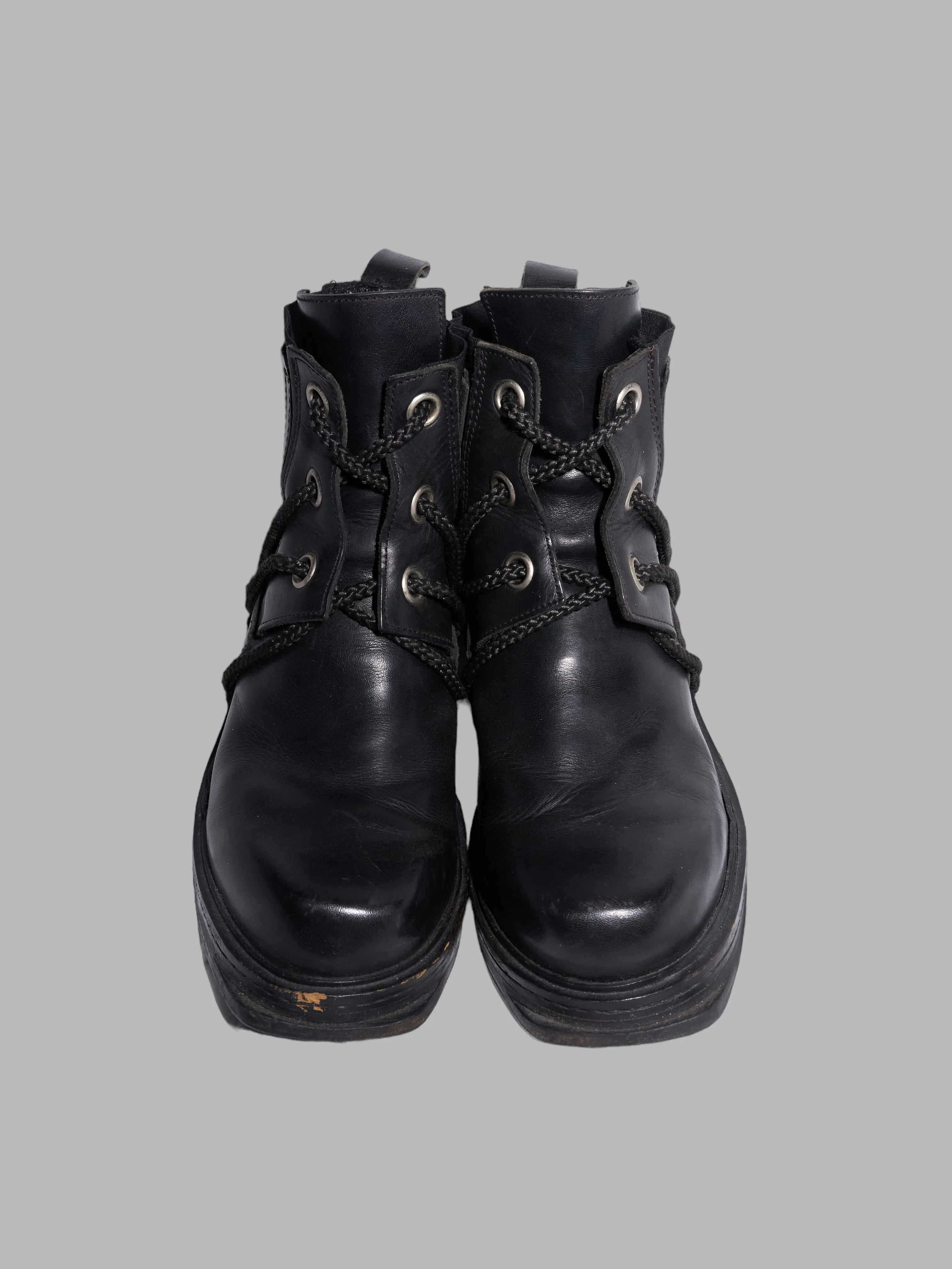 Dirk Bikkembergs 1990s black leather steel heel mountaineering boots - EU 41