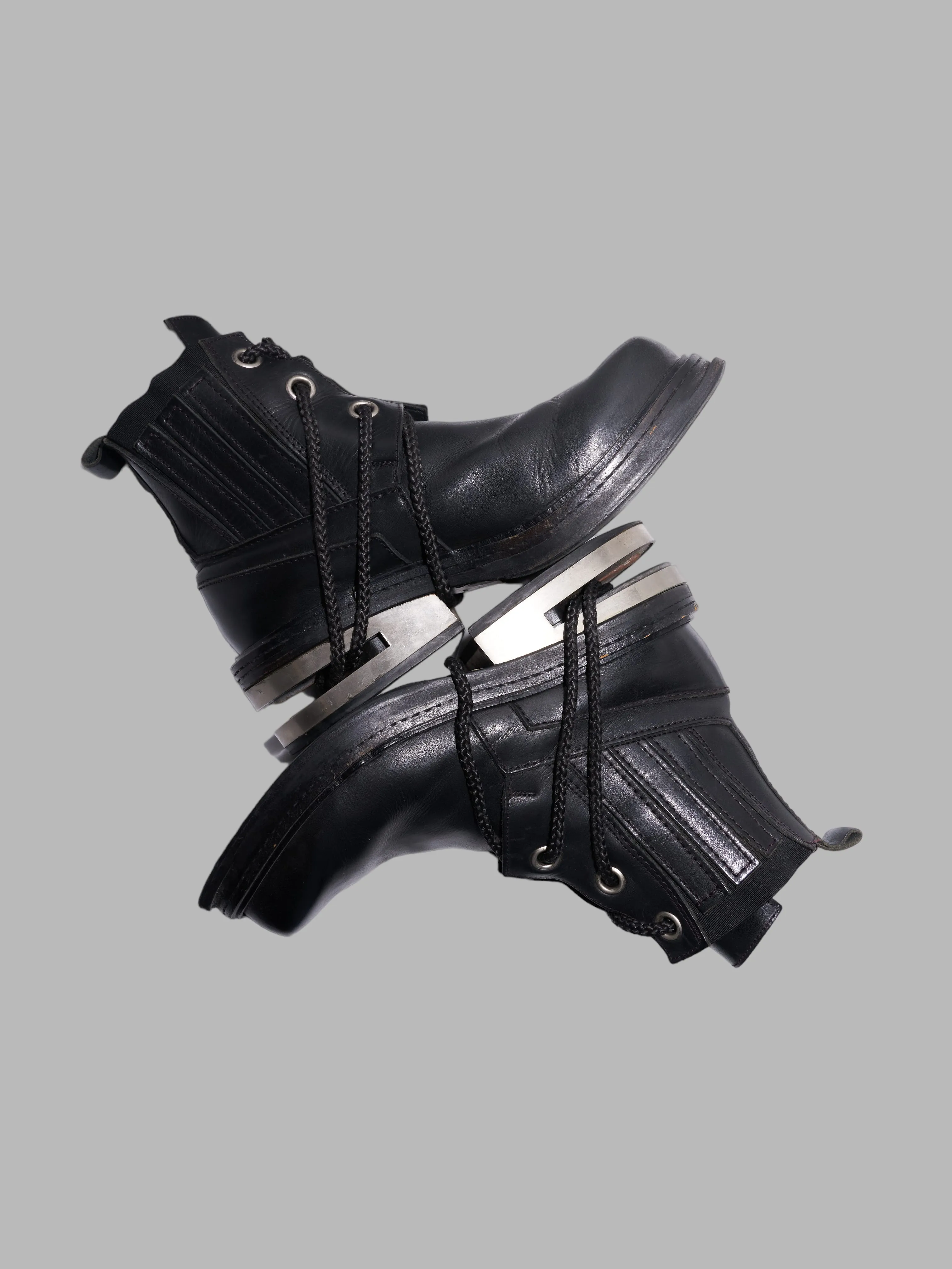 Dirk Bikkembergs 1990s black leather steel heel mountaineering boots - EU 41